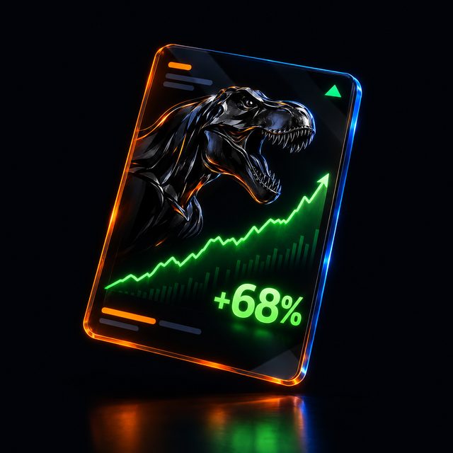 A trading card showing a rising profit chart