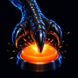 A claw pressing a glowing button